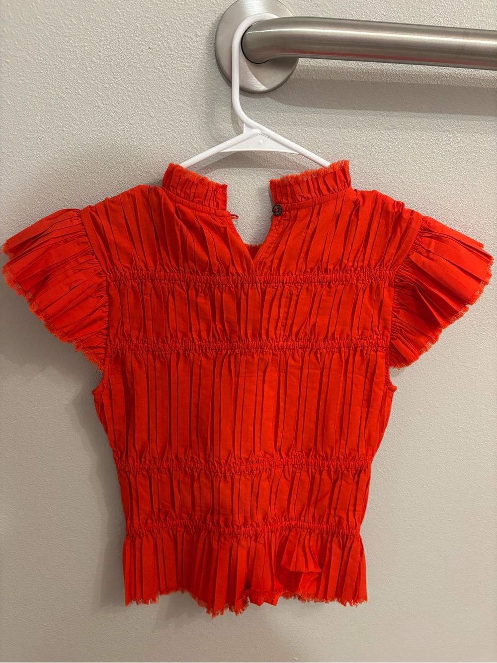 Sea New York Orange Ruffle-Neck Smocked Top - Picture 3 of 4